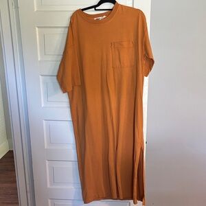 Free People Beach Orange Kaftan Short Sleeve Maxi Dress